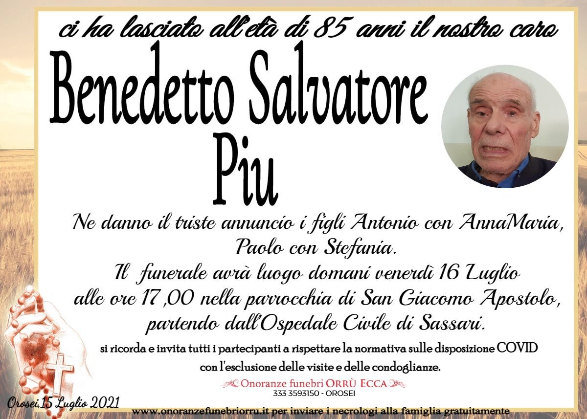 MANIFESTO Benedetto Salvatore Piu